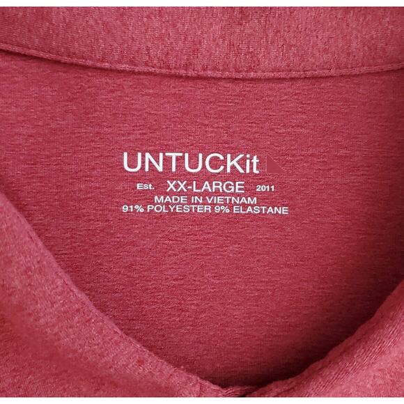 Untuckit Polo Shirt Mens Size‎ 2XL Red Stretch Wicking Short Sleeve Casual 31436 - Picture 2 of 7